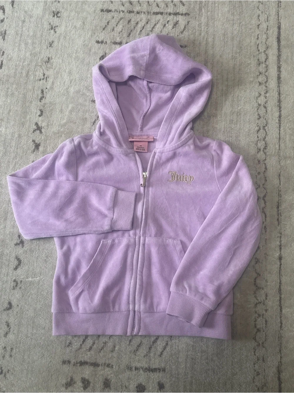 Juicy Couture Kids Lavender Embroidered Velour Pullover 4t